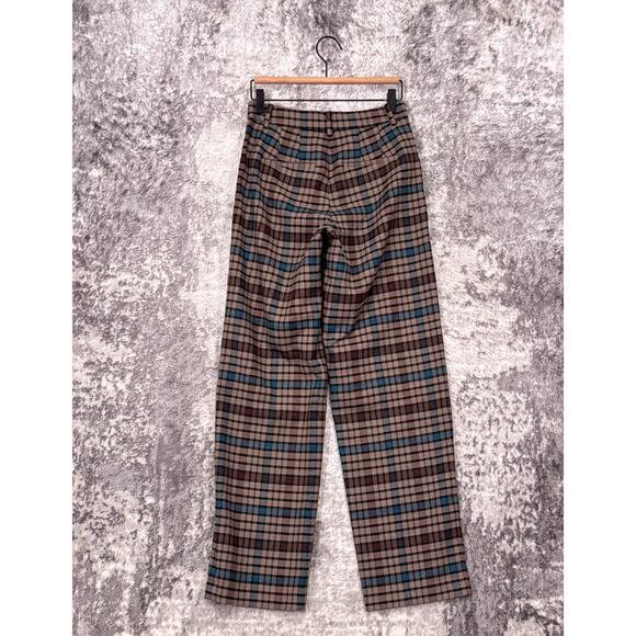 Babaton Pants 4 Womens Aritzia Check Plaid Pleated Flannel High Rise Trouser - Picture 2 of 7